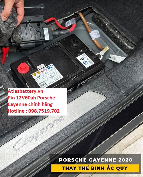 Atlasbattery thay thế pin ắc quy cho xe Porsche Cayenne 2020 miễn phí công lắp đặt tại nhà cho khách hàng